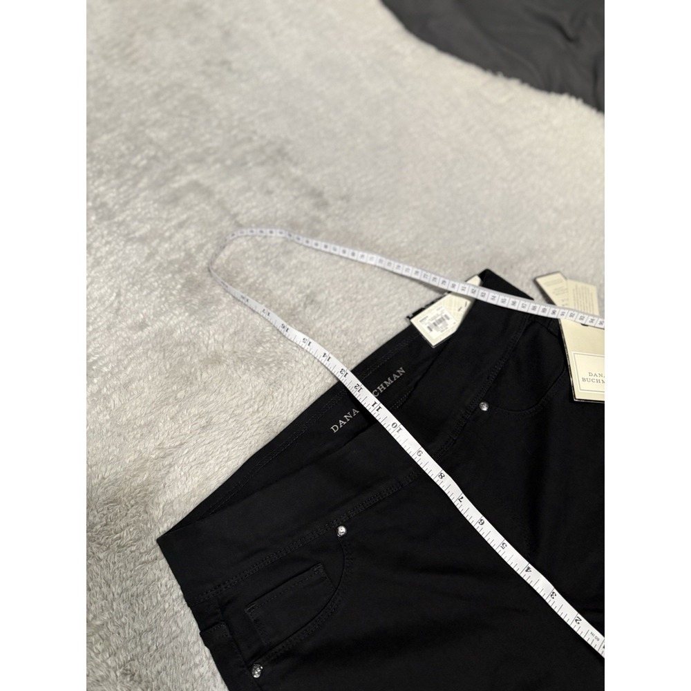 New Dana Buchman Pull On Denim Black Pants Size Medium Slim Straight - Picture 5 of 9